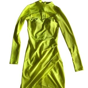 Fashion Nova Bright Lime Long Sleeve Dress